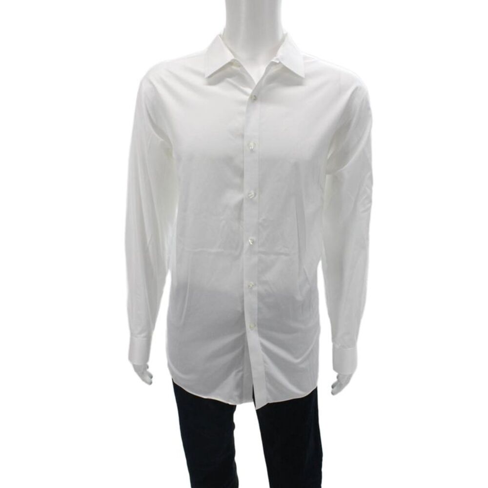 Hart Schaffner Marx Mens Point Collar White Dress Shirt Cotton Size XL